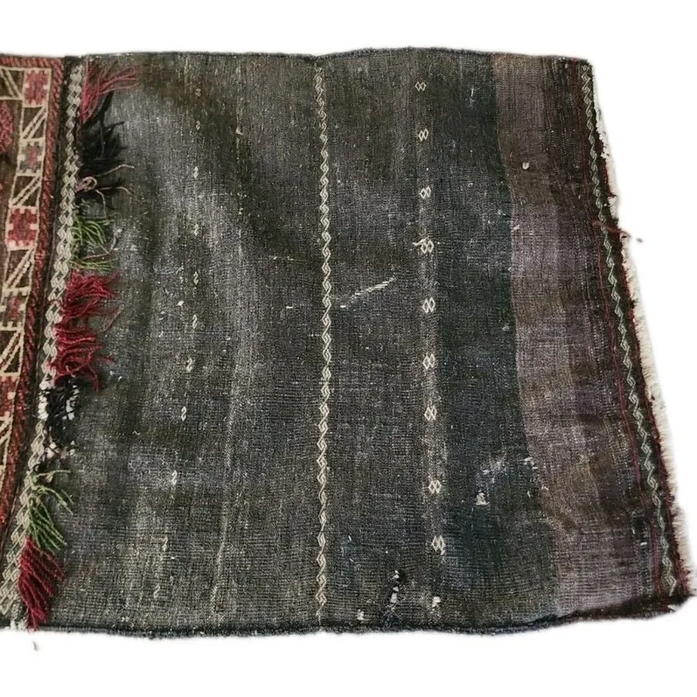 Antique Hand Knotted Wool Khorjin Double Saddlebag Tribal Rug 56x31.5